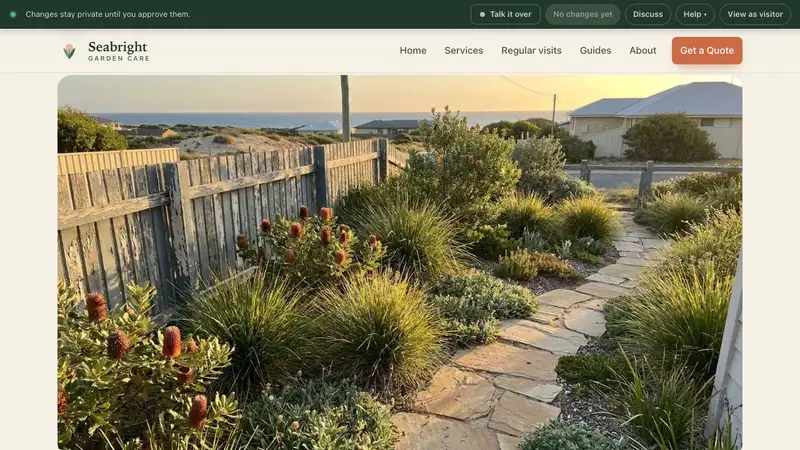Animation: an image file is dragged onto a garden page photo, the photo highlights, swaps instantly, and a numbered sticky note with an arrow records the change