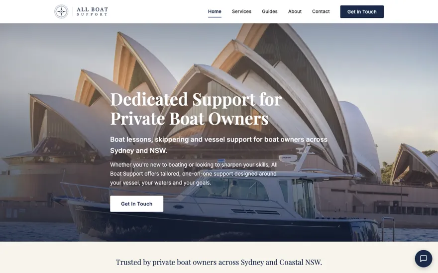 All Boat Support homepage