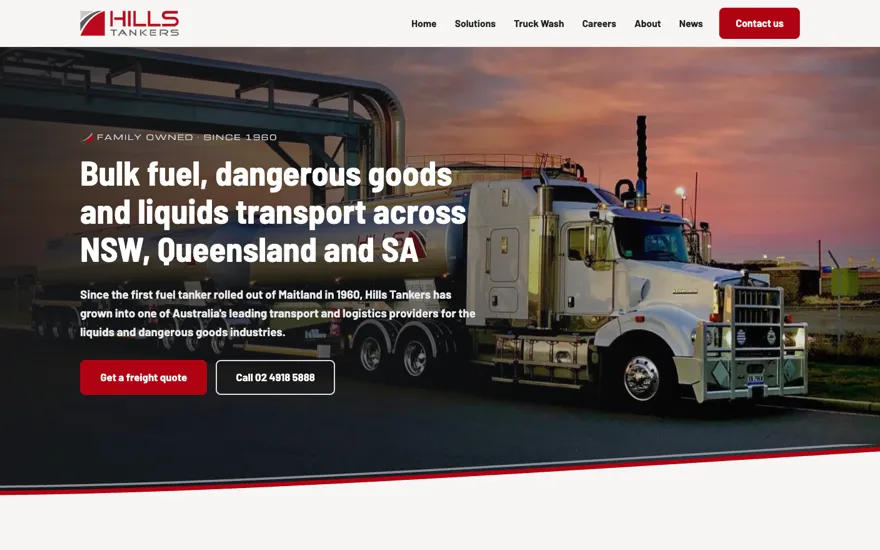 Hills Tankers homepage